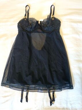 Victorias Secret Black Lace & Mesh Lingerie. Size Small